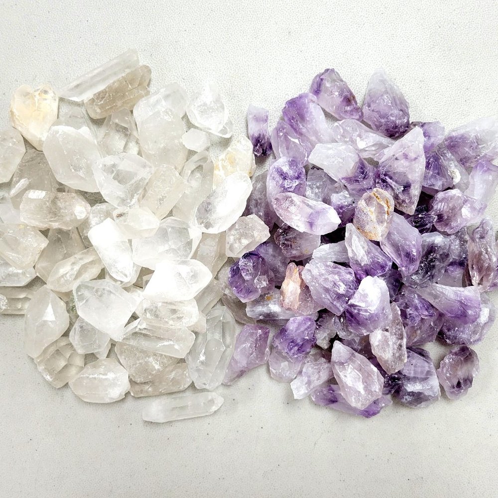 Raw Amethyst & Quartz Crystal Points Combo Bulk